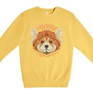 Cute Red Panda Leaf Petal Face Premium Crewneck Sweatshirt