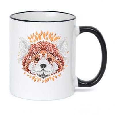 Cute Red Panda Leaf Petal Face 11oz Black Color Changing Mug