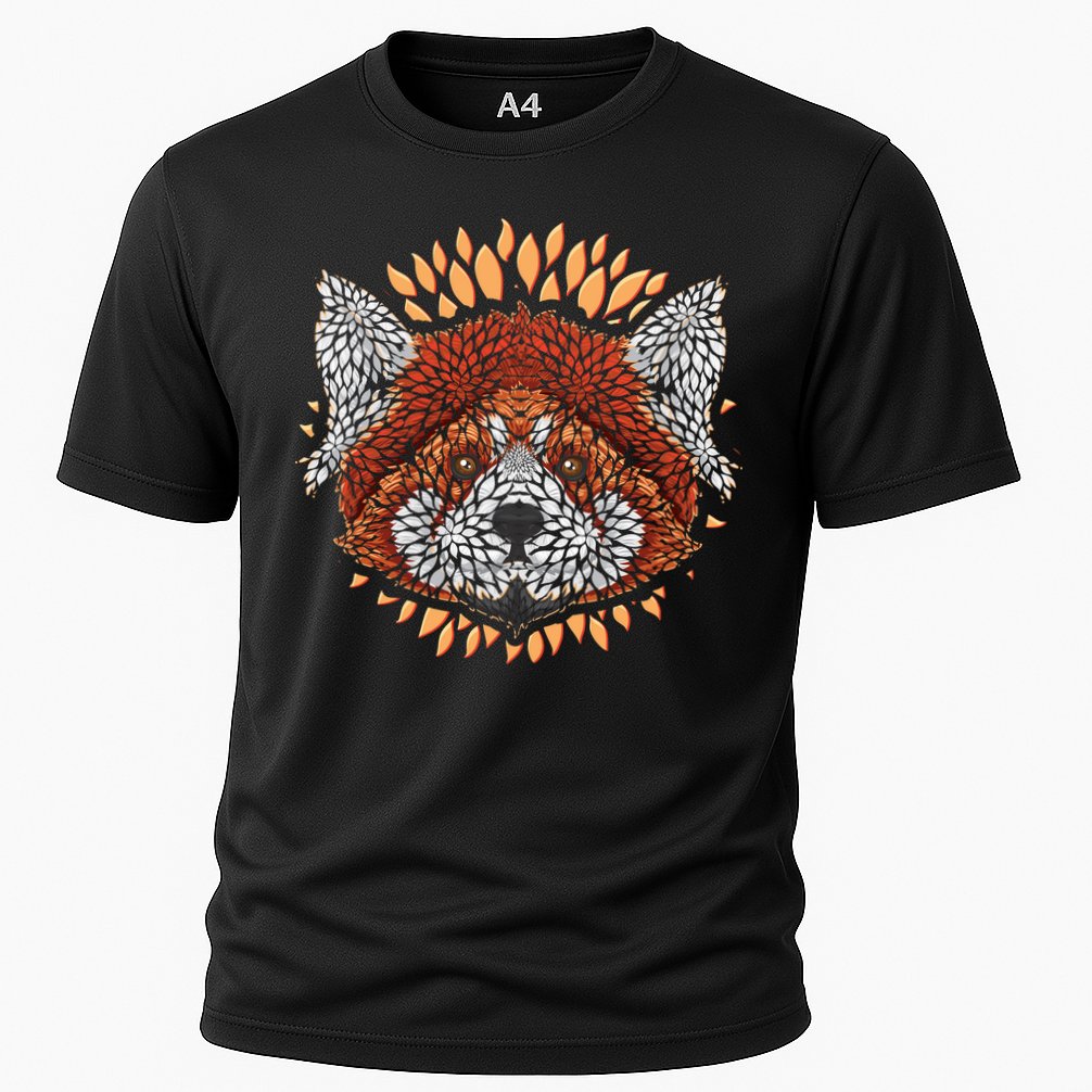 Cute Red Panda Leaf Petal Face Cooling Performance Crew T-Shirt
