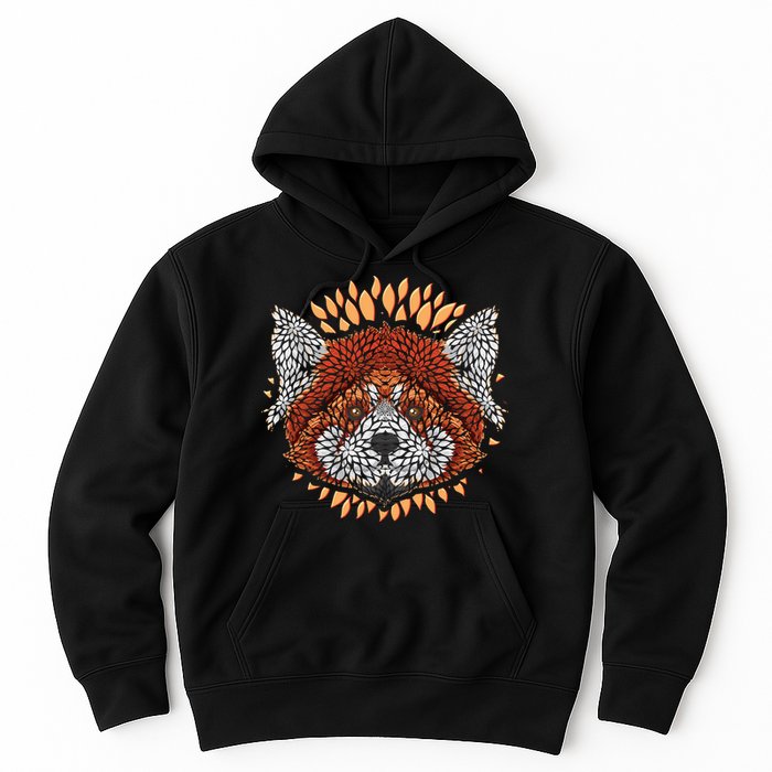 Cute Red Panda Leaf Petal Face Hoodie