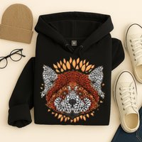 Cute Red Panda Leaf Petal Face Hoodie