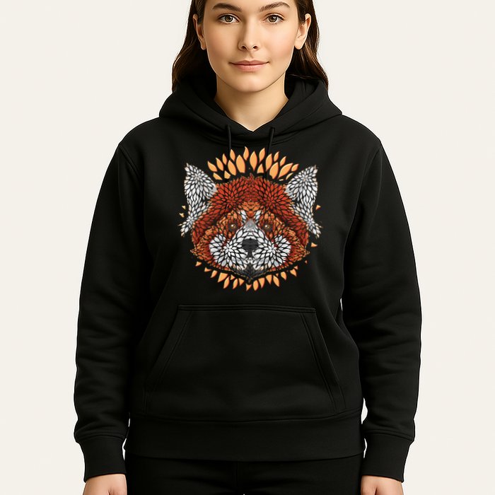 Cute Red Panda Leaf Petal Face Hoodie