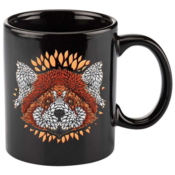 Cute Red Panda Leaf Petal Face 11oz C Handle Ceramic Mug