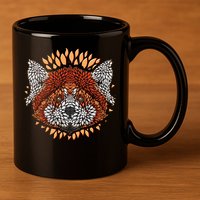 Cute Red Panda Leaf Petal Face 11oz C Handle Ceramic Mug