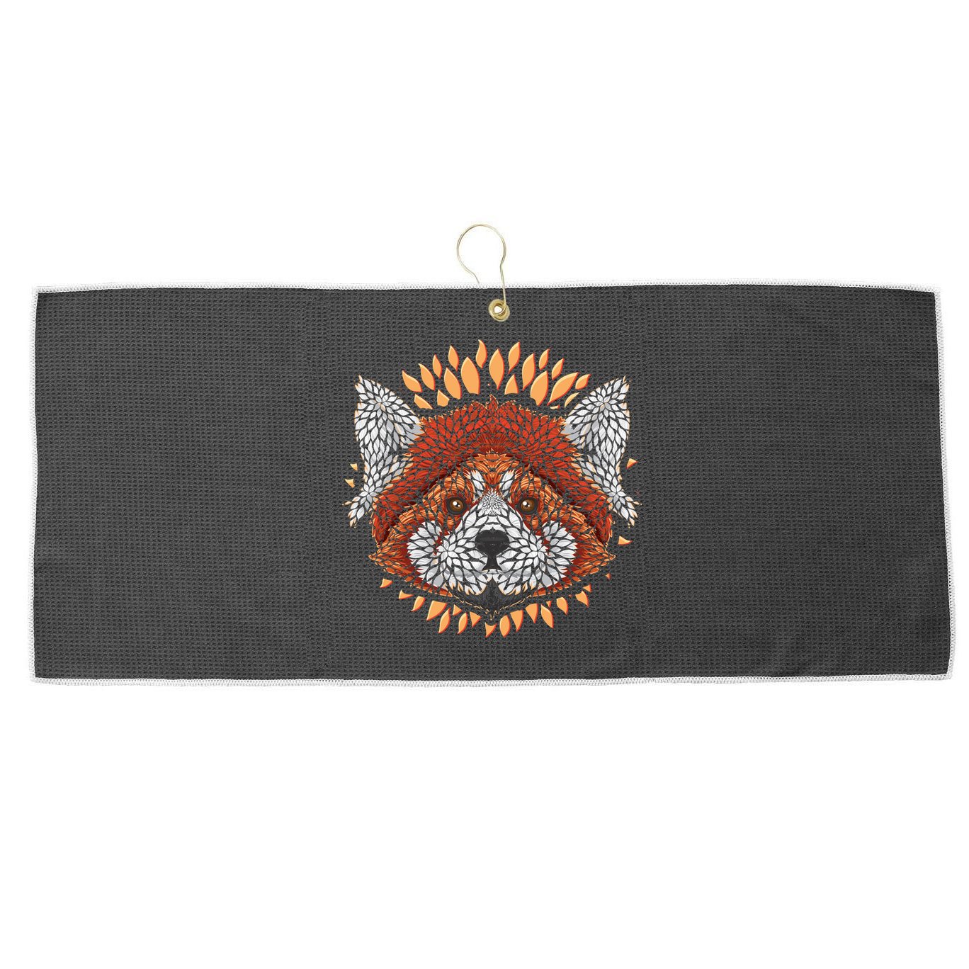 Cute Red Panda Leaf Petal Face Large Microfiber Waffle Golf Towel
