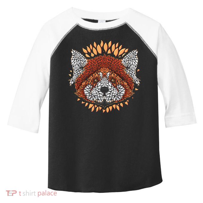 Cute Red Panda Leaf Petal Face Toddler Fine Jersey T-Shirt