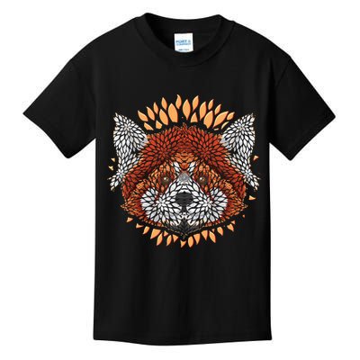 Cute Red Panda Leaf Petal Face Kids T-Shirt