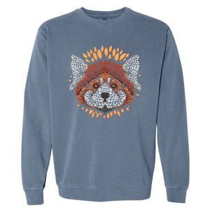 Cute Red Panda Leaf Petal Face Garment-Dyed Sweatshirt