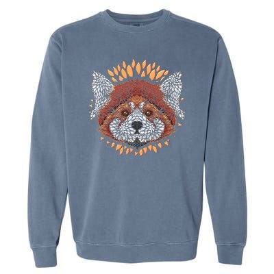 Cute Red Panda Leaf Petal Face Garment-Dyed Sweatshirt