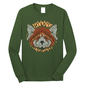 Cute Red Panda Leaf Petal Face Long Sleeve Shirt