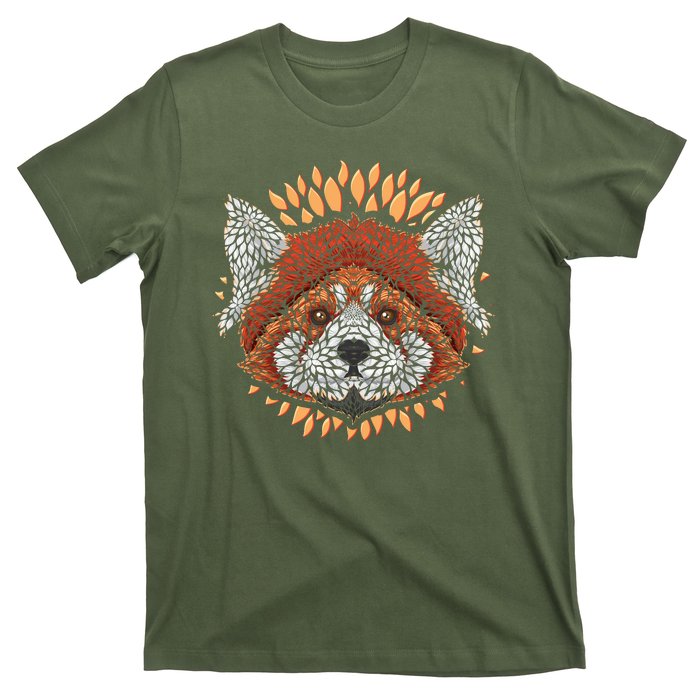 Cute Red Panda Leaf Petal Face T-Shirt