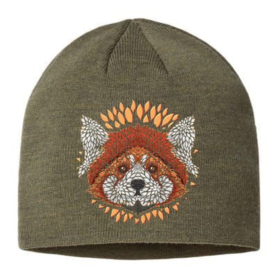 Cute Red Panda Leaf Petal Face Sustainable Beanie