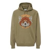 Cute Red Panda Leaf Petal Face Premium Hoodie