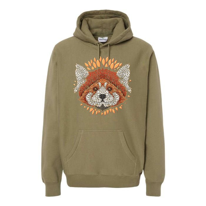 Cute Red Panda Leaf Petal Face Premium Hoodie