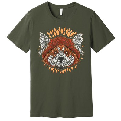 Cute Red Panda Leaf Petal Face Premium T-Shirt