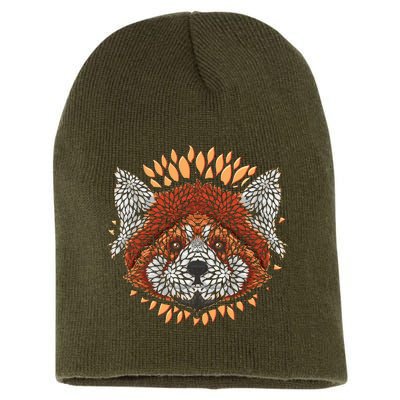 Cute Red Panda Leaf Petal Face Short Acrylic Beanie