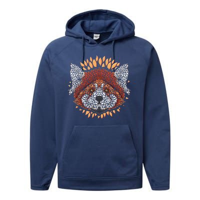 Cute Red Panda Leaf Petal Face Performance Fleece Hoodie