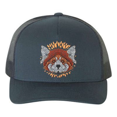 Cute Red Panda Leaf Petal Face Yupoong Adult 5-Panel Trucker Hat