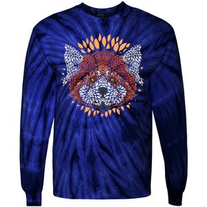 Cute Red Panda Leaf Petal Face Tie-Dye Long Sleeve Shirt