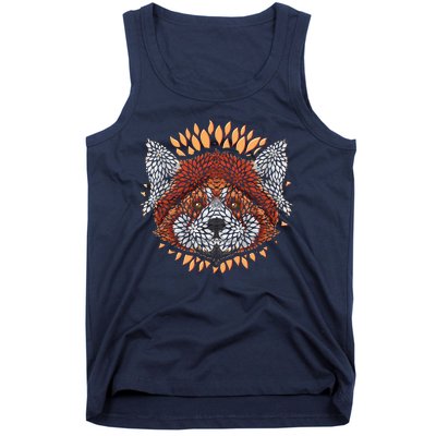 Cute Red Panda Leaf Petal Face Tank Top