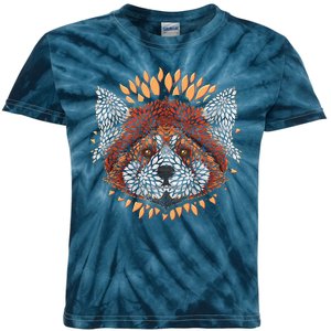 Cute Red Panda Leaf Petal Face Kids Tie-Dye T-Shirt