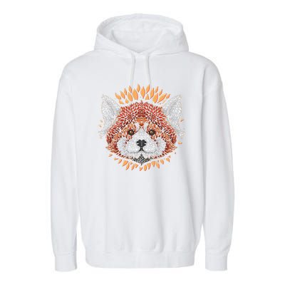 Cute Red Panda Leaf Petal Face Garment-Dyed Fleece Hoodie