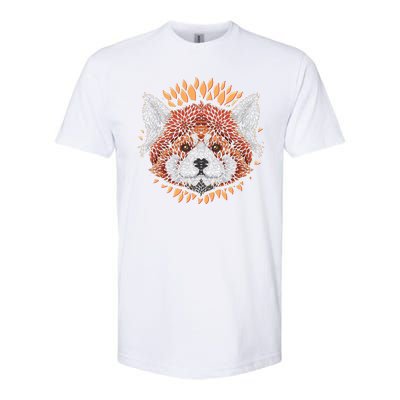 Cute Red Panda Leaf Petal Face Softstyle CVC T-Shirt