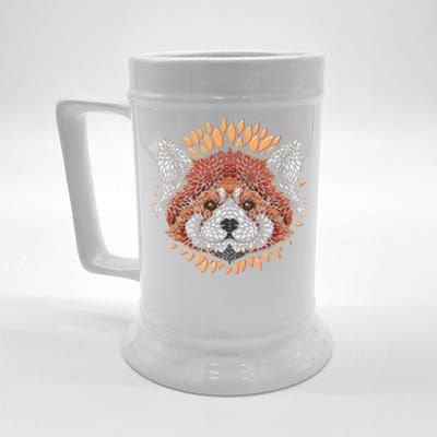 Cute Red Panda Leaf Petal Face Beer Stein