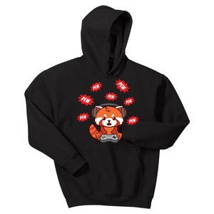 Cute Red Panda Gamer Funny Video Gaming Gift Kids Hoodie