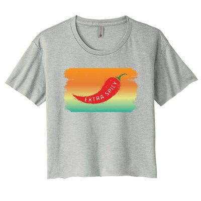 Chili Red Pepper Vintage Chilli Spicy Hot Foods Calabrian Funny Gift Women's Crop Top Tee