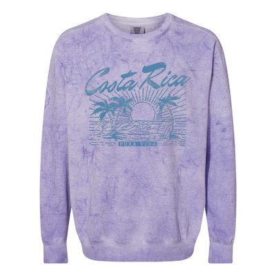 Costa Rica Pura Vida Vintage Distressed Beach Colorblast Crewneck Sweatshirt