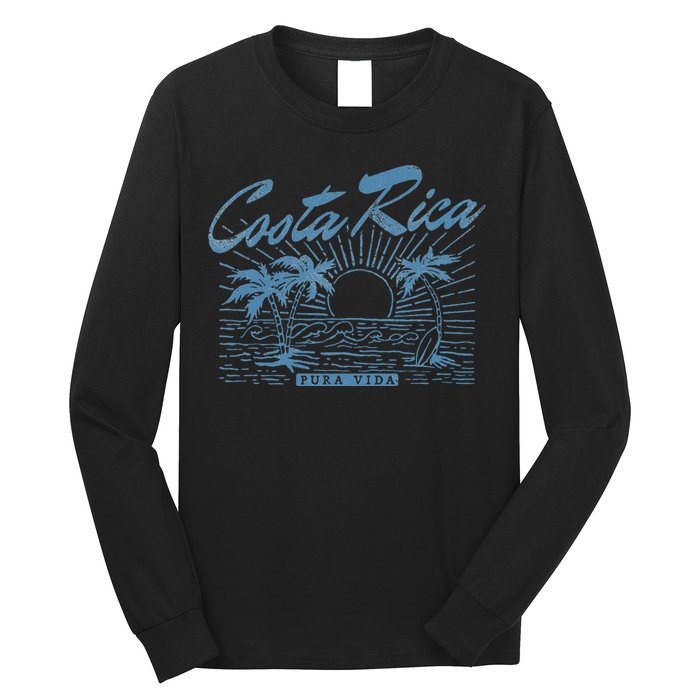 Costa Rica Pura Vida Vintage Distressed Beach Long Sleeve Shirt