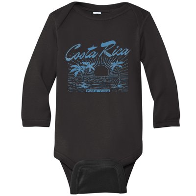 Costa Rica Pura Vida Vintage Distressed Beach Baby Long Sleeve Bodysuit