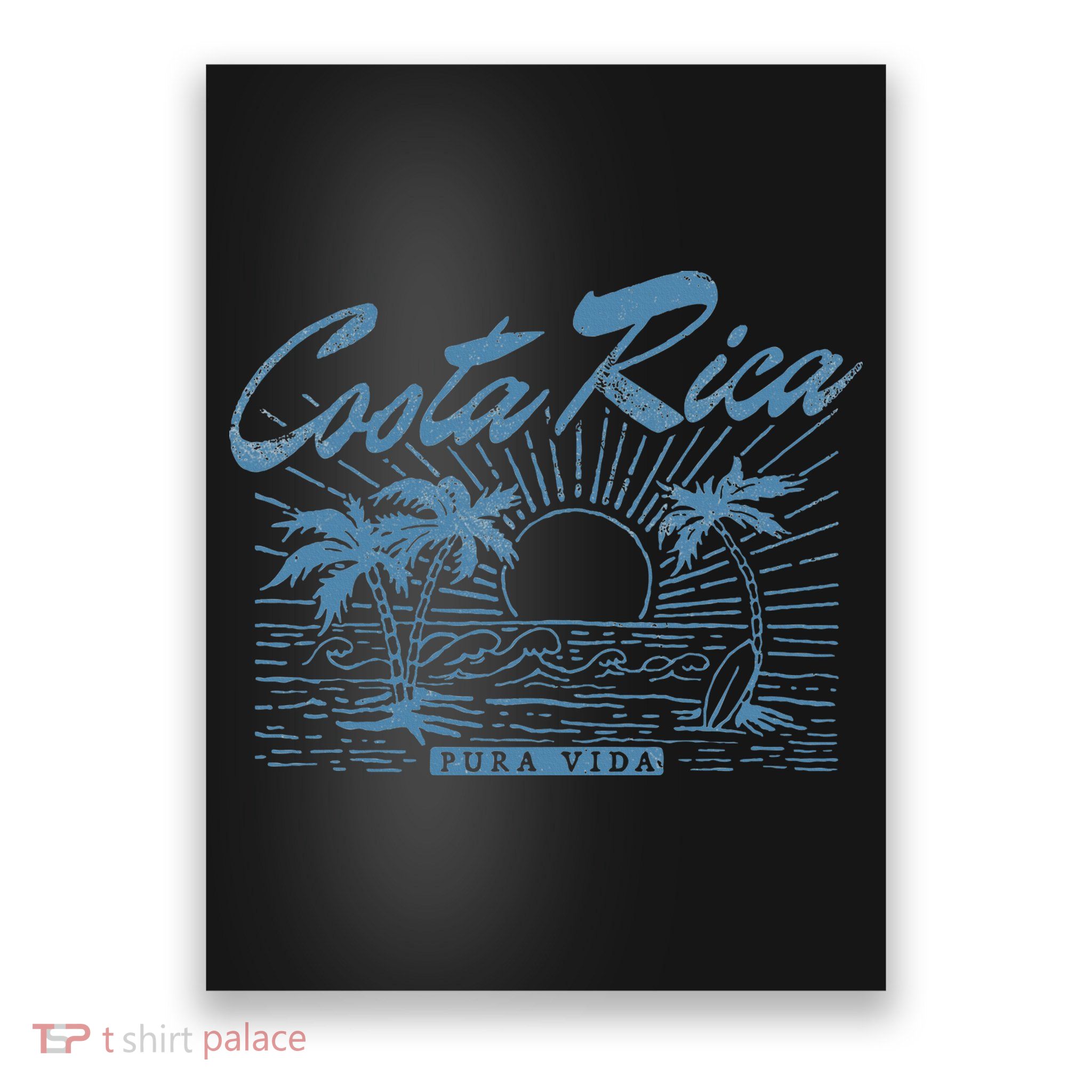 Costa Rica Pura Vida Vintage Distressed Beach Poster