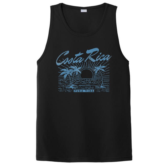 Costa Rica Pura Vida Vintage Distressed Beach PosiCharge Competitor Tank