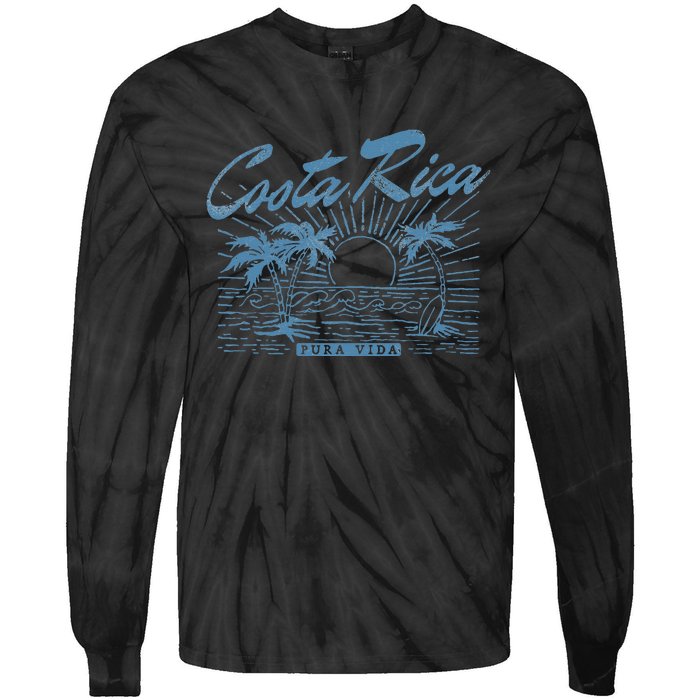 Costa Rica Pura Vida Vintage Distressed Beach Tie-Dye Long Sleeve Shirt