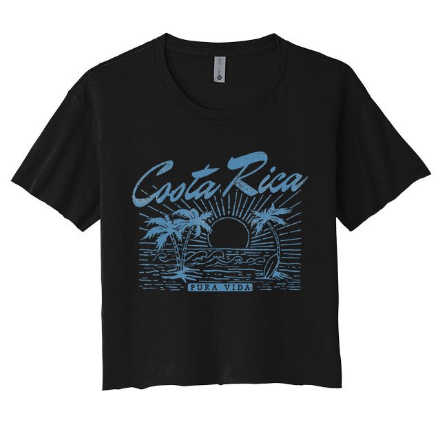 Costa Rica Pura Vida Vintage Distressed Beach Crop Top