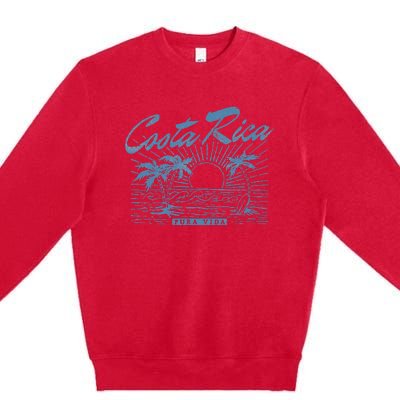 Costa Rica Pura Vida Vintage Distressed Beach Premium Crewneck Sweatshirt