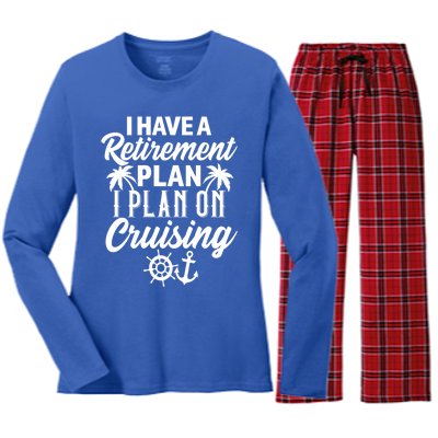 Cruising Retiret Plan Cruise Ship Vacation Funny Retired Funny Gift Women's Long Sleeve Flannel Pajama Set 