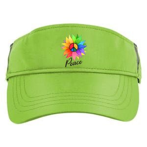 Cute Rainbow Peace Symbol Flower Adult Drive Performance Visor