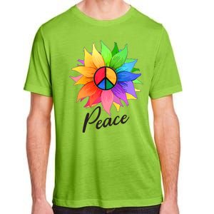 Cute Rainbow Peace Symbol Flower Adult ChromaSoft Performance T-Shirt