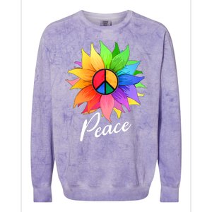 Cute Rainbow Peace Symbol Flower Colorblast Crewneck Sweatshirt