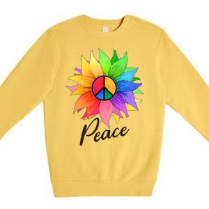 Cute Rainbow Peace Symbol Flower Premium Crewneck Sweatshirt