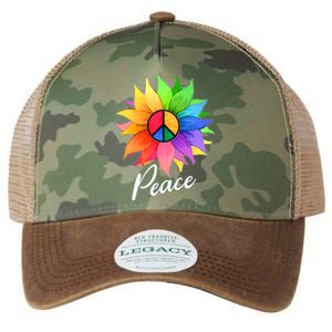 Cute Rainbow Peace Symbol Flower Legacy Tie Dye Trucker Hat