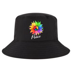 Cute Rainbow Peace Symbol Flower Cool Comfort Performance Bucket Hat