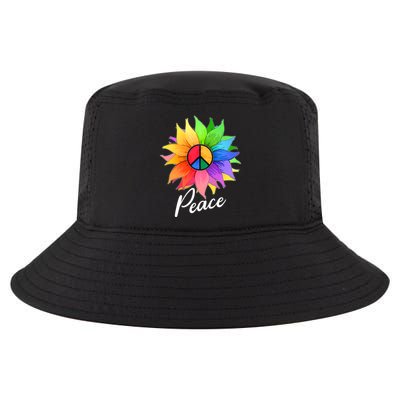 Cute Rainbow Peace Symbol Flower Cool Comfort Performance Bucket Hat