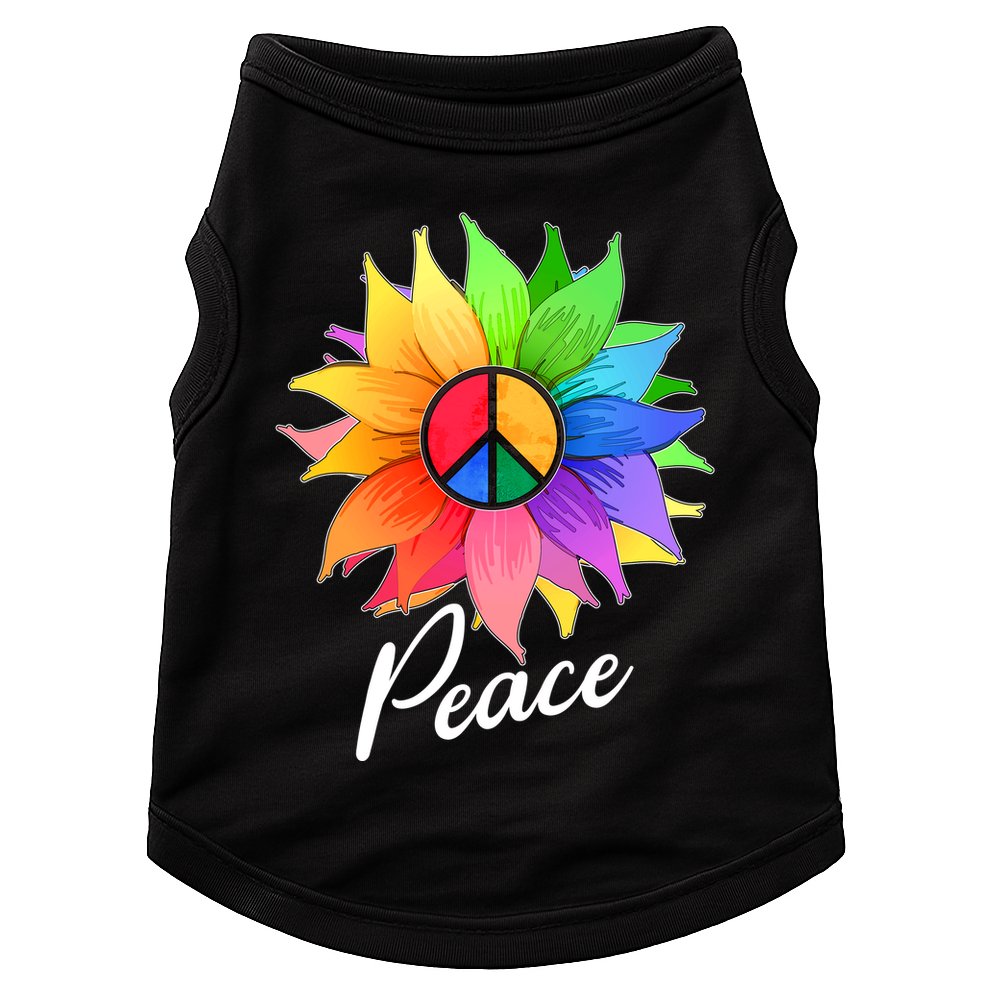 Cute Rainbow Peace Symbol Flower Doggie Tank