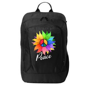 Cute Rainbow Peace Symbol Flower City Backpack