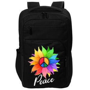 Cute Rainbow Peace Symbol Flower Impact Tech Backpack