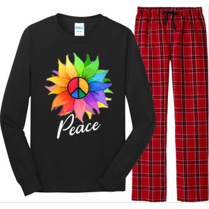 Cute Rainbow Peace Symbol Flower Long Sleeve Pajama Set